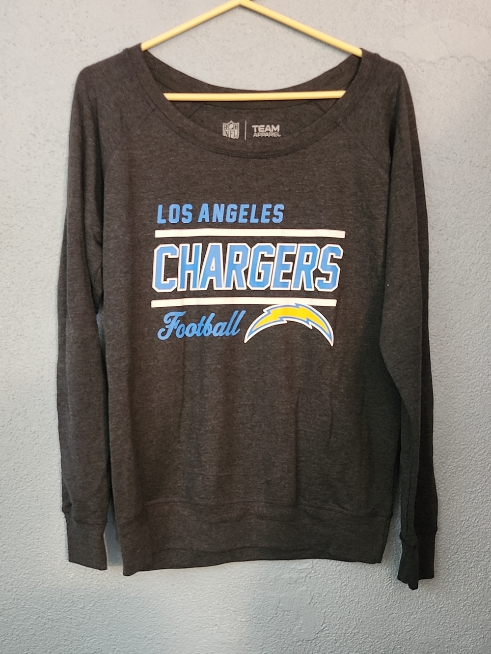 NFL Los Angeles Chargers Charcoal Crewneck with Blue & Gold Logo